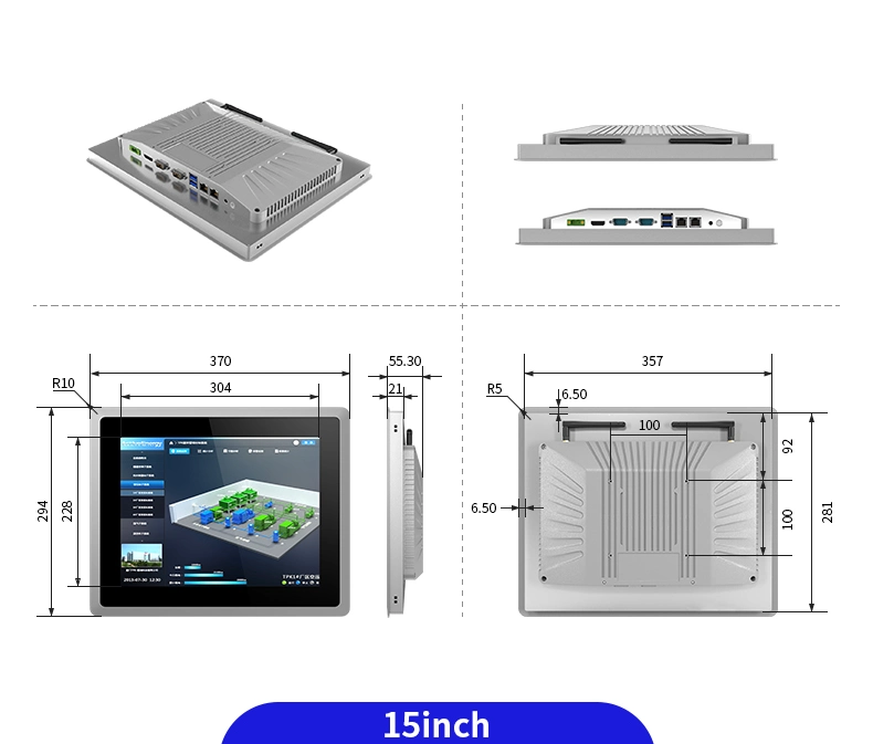 Senke 10.4 12.1 15 17 19 Inch Capacitive Touch Screen 3558u/3556u 4G 64G Windows 7 10 IP65 Waterproof LCD Embedded Industrial Fanless Panel PC for Automation