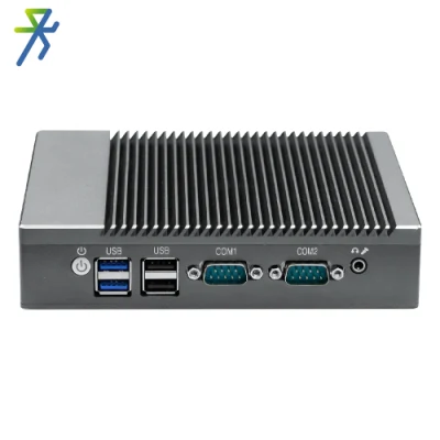 高性能 Linux Ubuntu 産業用ミニ PC VGA USB3.0 COM DC 12V デュアル LAN ファンレス パラレル ポート